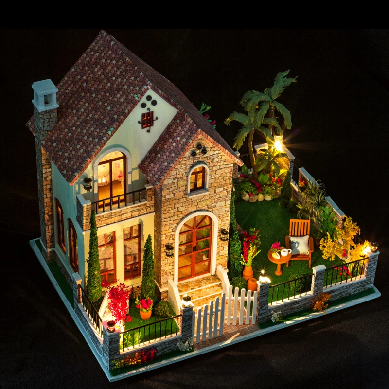 

Minature Doll House DIY Dollhouse Handmade Casa With Furniture Building Kits Villa Model Birthday Gift Toys For Children K007 #E
