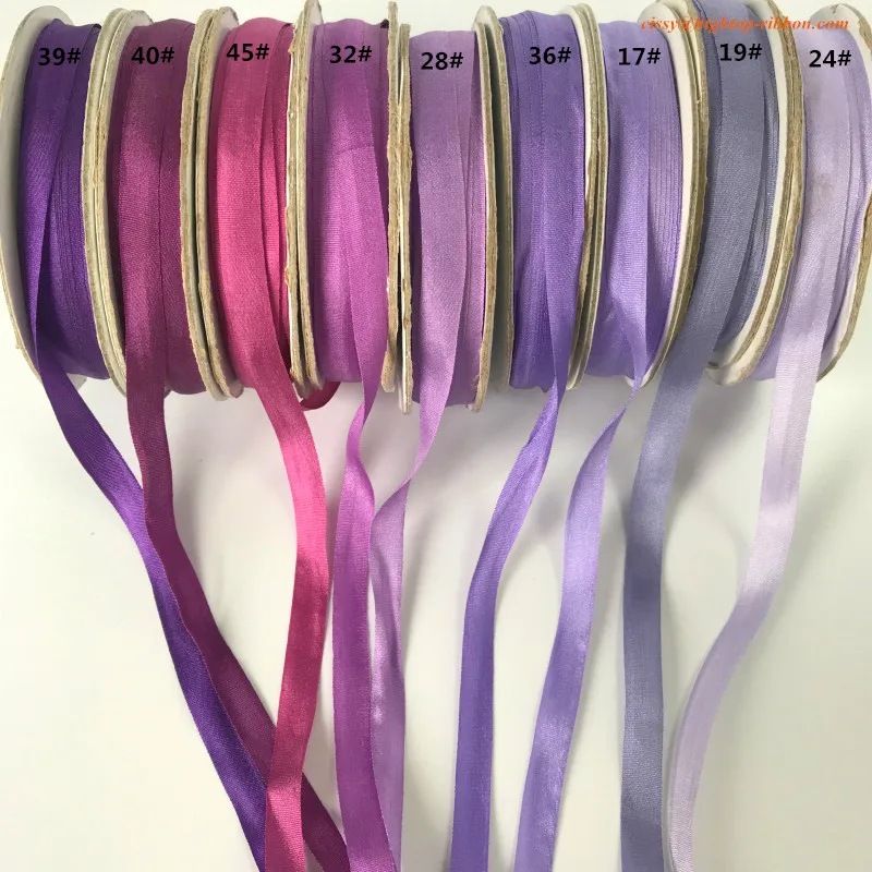 

7mm 10mts to 50mts per card 100% pure natural silk satin taffeta ribbon solid color for embroidery designs,free shipping