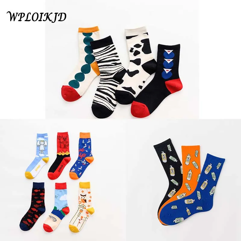 

2019 Personality Creative Spring/summer Unisex Trend Fashion Harajuku Socks Cartoon/Hip Hop Streets Basketball Funny Happy Socks