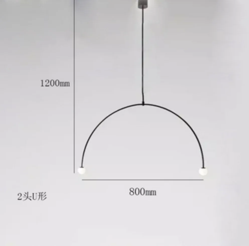 Скандинавский пост-Современный Железный u-образный подвесной светильник для столовой, спальни, лампа, декор для гостиной, дизайнерский светодиодный подвесной светильник - Цвет корпуса: B