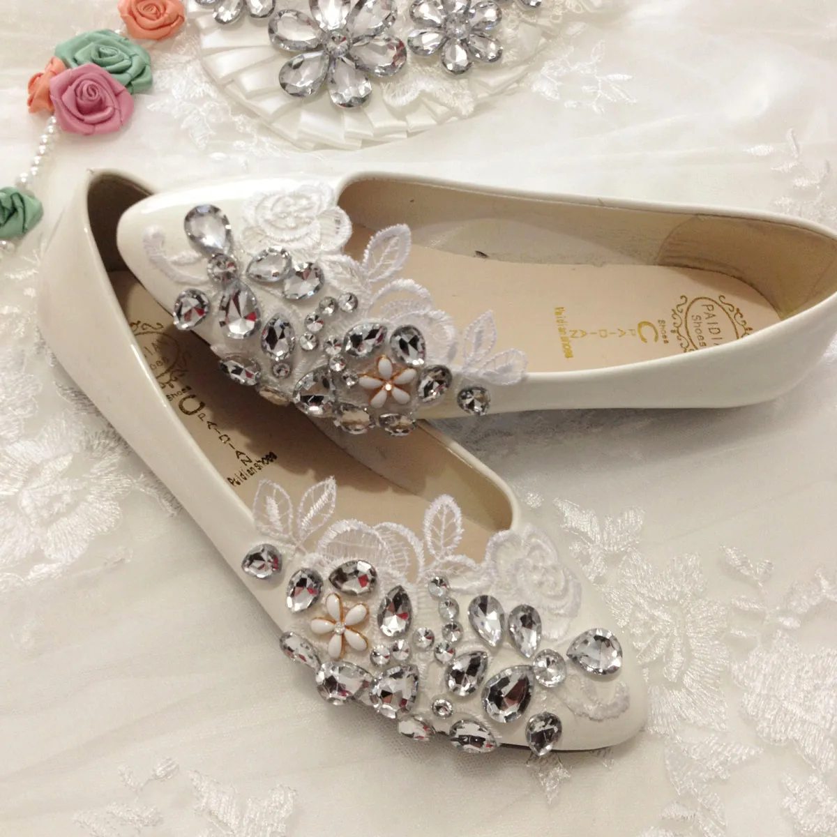 White Lace High Heeled Shoes Flower Bride Shoes Summer Wedding Shoes
