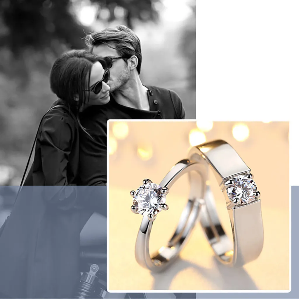 

New Fashion Heart Women Men Lovers Crystal Wedding Engagement Couple Ring For women Finger Ring Set Best Selling dropshipping