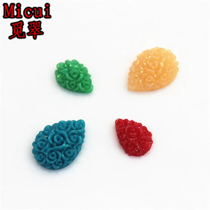 

Micui 100PCS 7*10/10*14mm Mix color Drop Roses Resin Rhinestones Stone flatback Beads Wedding clothing Buttons DIY Craft ZZ174