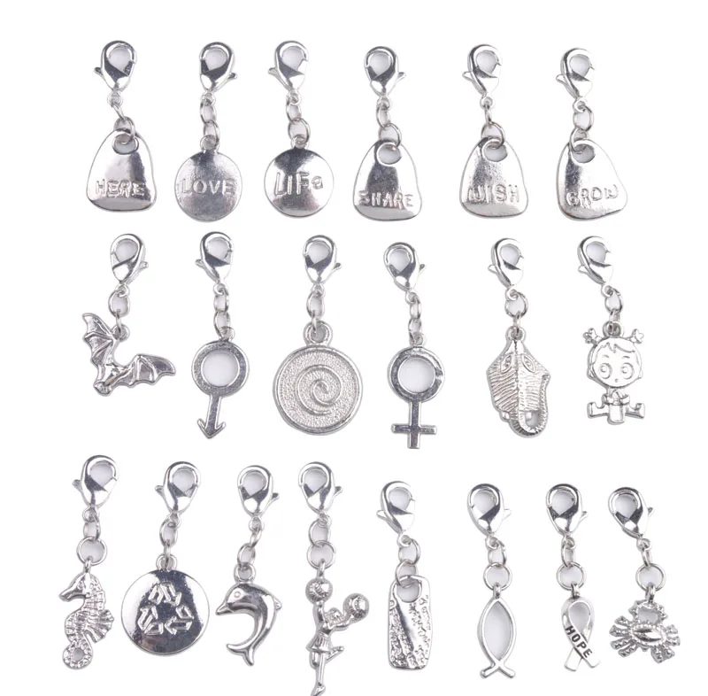 20PCS Silver Tone Mixed Lots Of Pendant Clip On Charmsin Charms from