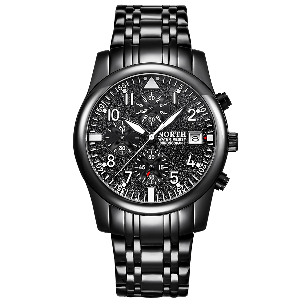 NORTH Multifunction Sport Clock Men's Quartz Wrist Watch Military Watch