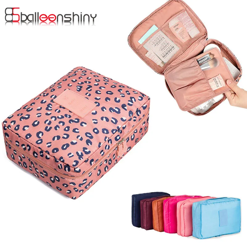 

BalleenShiny Makeup Travel Organizer Toiletry Storage bag kits Zipper Wash Bag Pouch Cosmetics Closet Underwear Case Women Gril