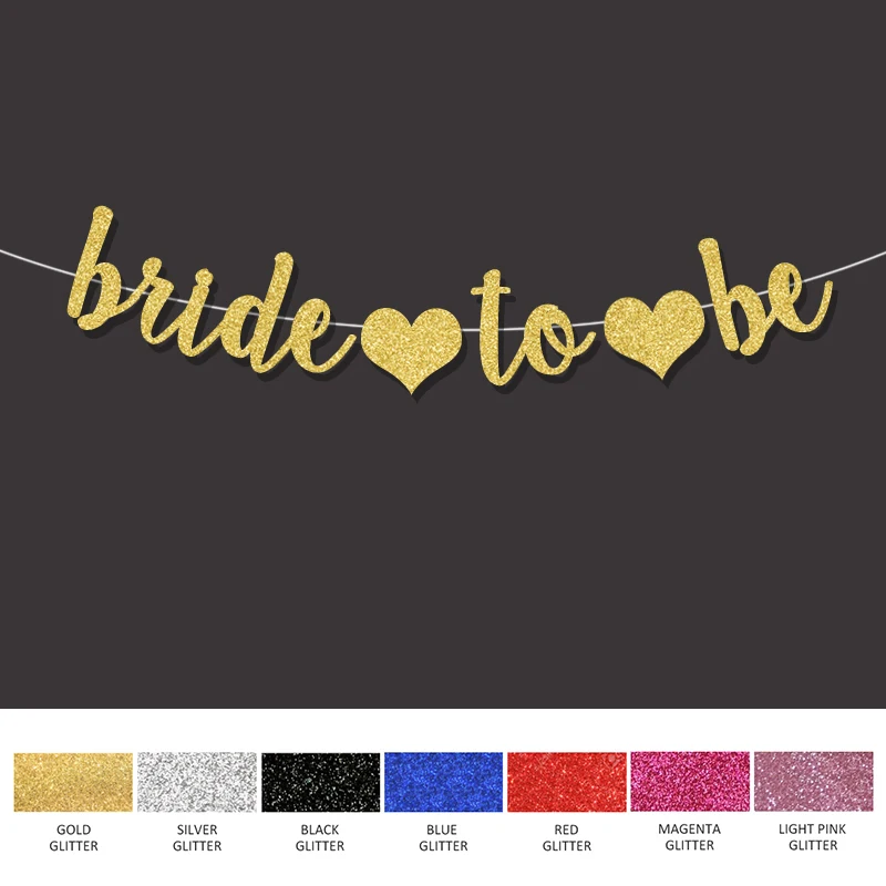 

Hot selling bridal shower Bride to be banner bachelorette decorations engagement party decor gold glitter wedding signs