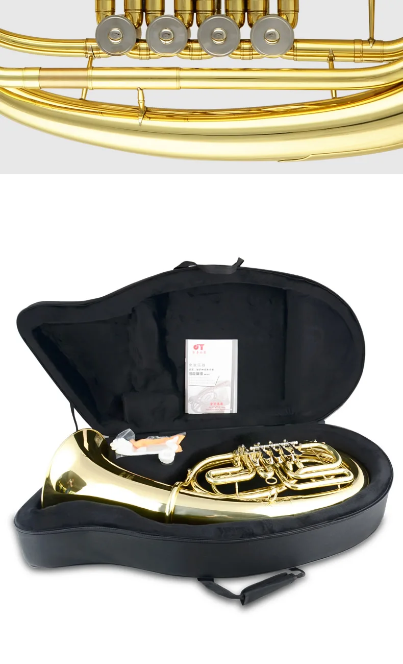 JAZZOR JYEU-E110G Профессиональный euphonium B плоский золотой лак латунный духовой инструмент с мундштуком и чехол