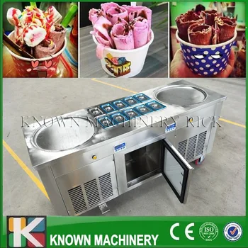 

Best selling CE Certified Double round pans Fried Ice Cream Make machine with 4 pcs shove (free shipping by sea)