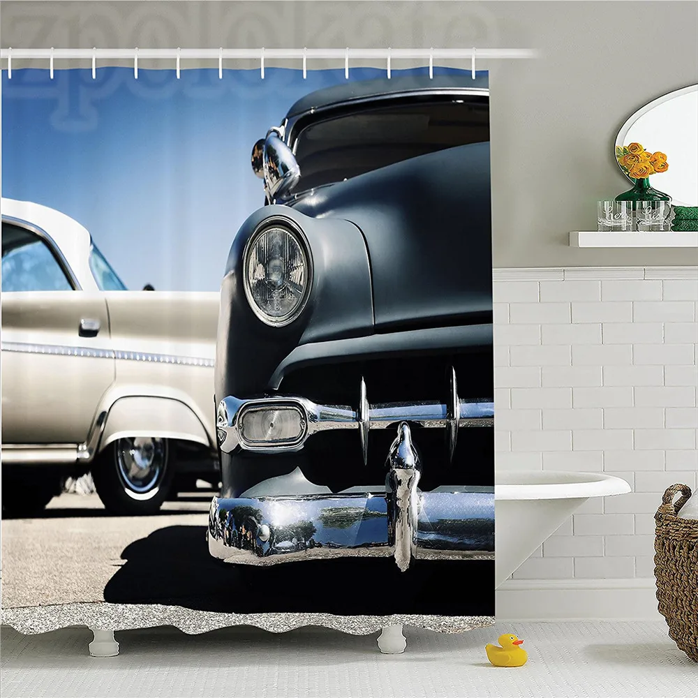 Old Car Decorations Shower Curtain Set American Classics Old Style