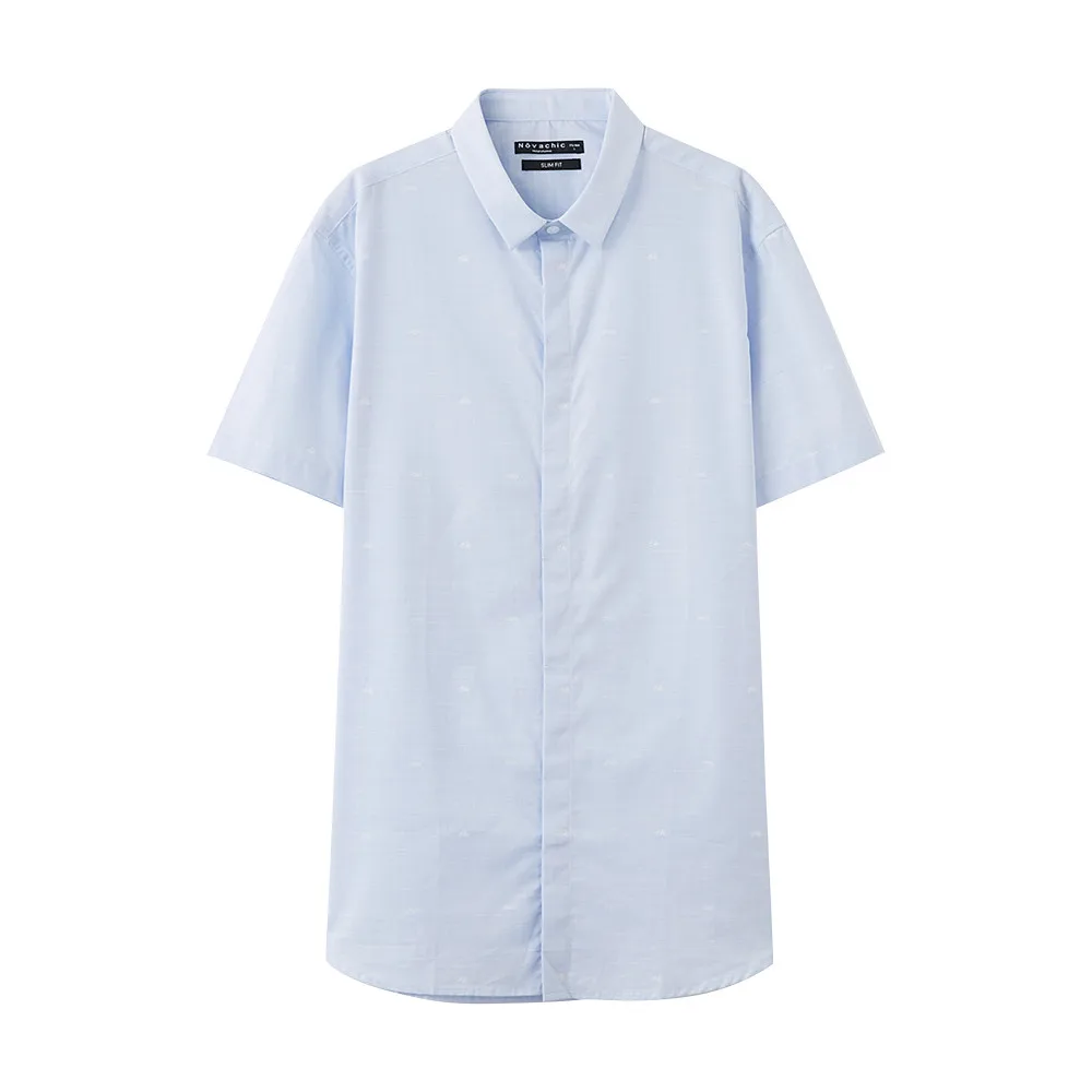 Metersbonwe, мужская рубашка с коротким рукавом, хлопок,, для мужчин,, тренд, летняя Однотонная рубашка, Повседневная рубашка, рубашка, мужская - Цвет: Blue