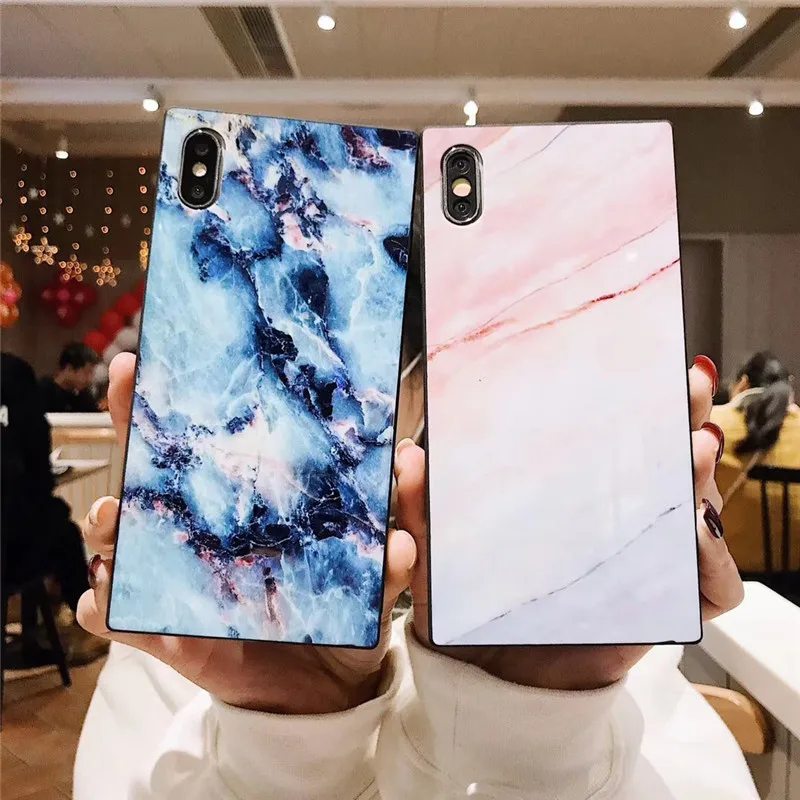 

Square Marble Texture Pattern Glossy Soft TPU Silicone Phone Case For iPhone X XS MAX XR 8 7 6S 6 Plus 7Plus Back Cover Coque
