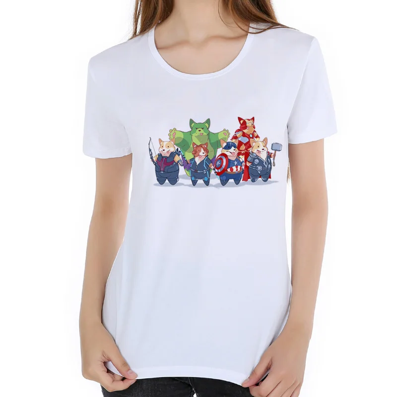 

cartoon hulk Thanos Avengers print tee shirt femme kawaii women's summer clothing 2018 Comics character hipster tees L20-33