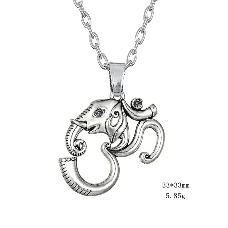 Рыболовный крючок серебристый оттенок ожерелье Ом Йога Мандала Ганеш слон ом символ кулон Регулируемый талисман мужские ювелирные изделия - Окраска металла: Link Chain