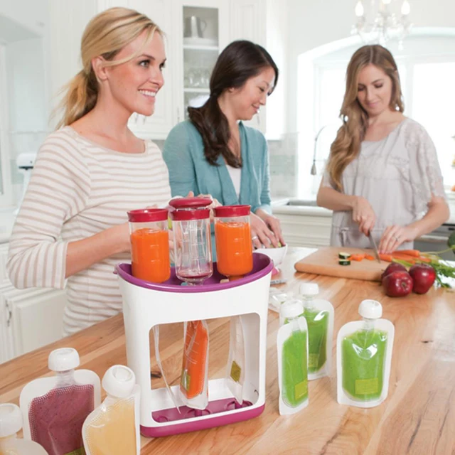 Baby Food Maker Food Squeeze Station Infant Feeding Containers Storage Baby Fruit Puree Packing Machine Toddler Solid Juice Make