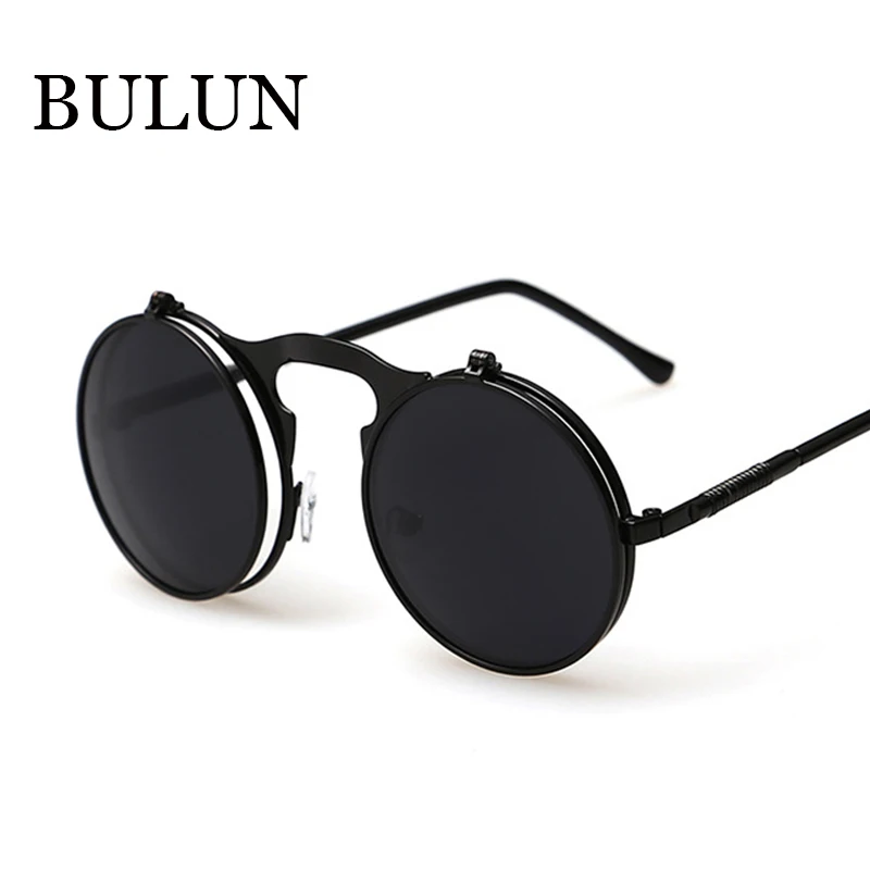 BULUN 2015 Retro Steampunk Round Sunglasses Women Brand Designer Vintage Metal Sun Glass Men Outdoor Oculos