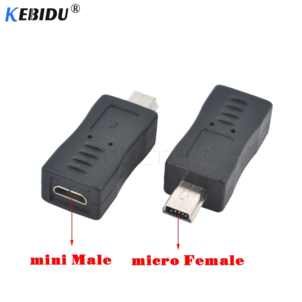 Адаптер переходник kebidu для ПК и телефонов черный Micro USB Мама в Mini папа|Кабели