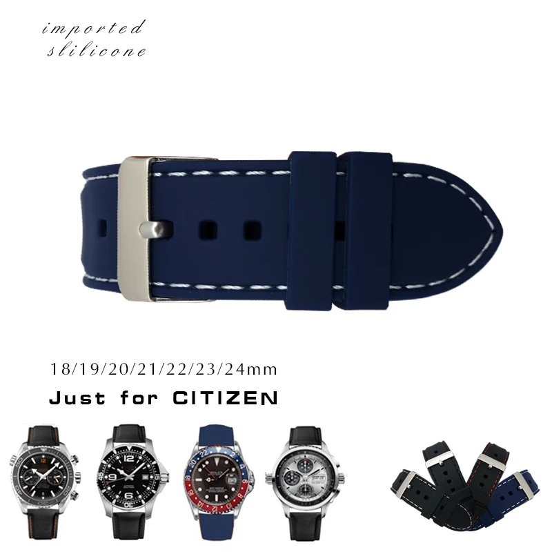 

20mm 22mm 24mm Silicone Rubber Watch Strap Pin Buckle Fashion Sport band for Citizen Longines IWC Watch Accessories