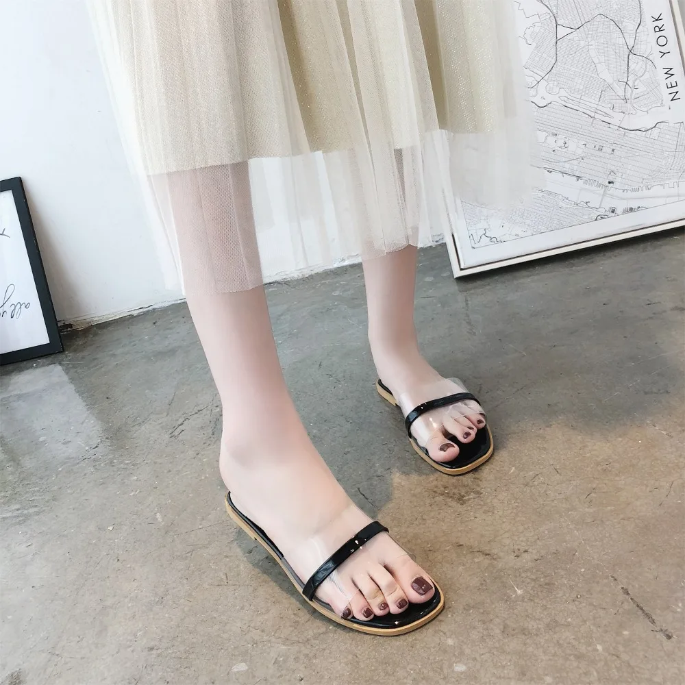 2019 New Transparent Casual Slipper Sandal Womens Slippers Zapatos Mujer Ladies Slip On Sliders Flat Size 35-39 y425
