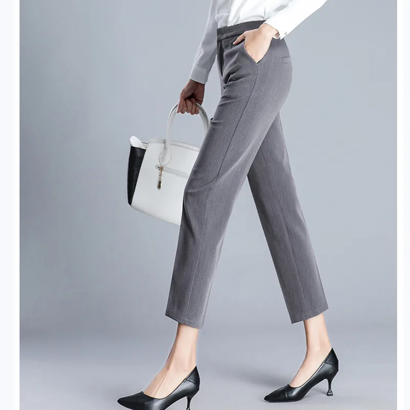 JUJULAND женские брюки длиной до щиколотки, прямые брюки, тонкая ткань размера плюс, Офисная Женская стильная одежда, брюки высокого качества 9800
