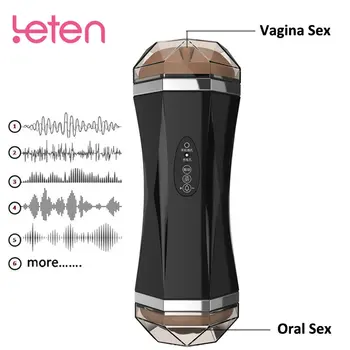 Two Channel Automatic Male Masturbator Blowjob Pussy Sucking Realistic Vagina Sex Machine Aircraft Cup Oral Sex Toys For Men 1