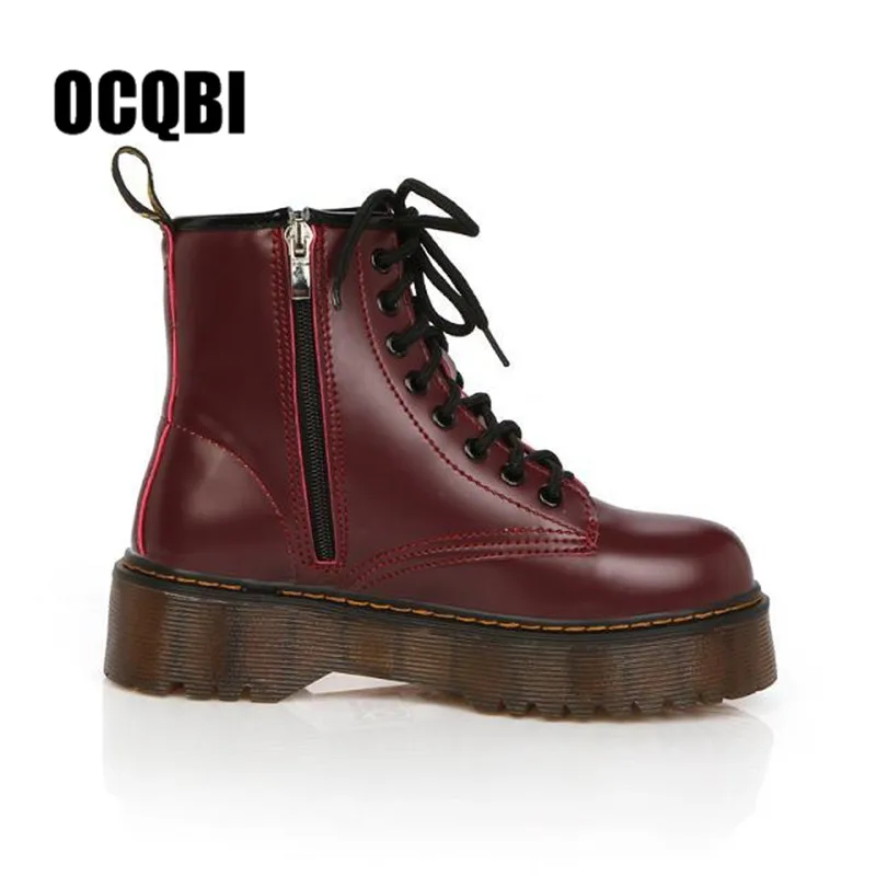 Skup Buty zimowe damskie buty Martin platformy ciepłe bawełniane buty motocyklowe Farbic klasyczny rozmiar bucików 35 40 kobiet buty botas mujer