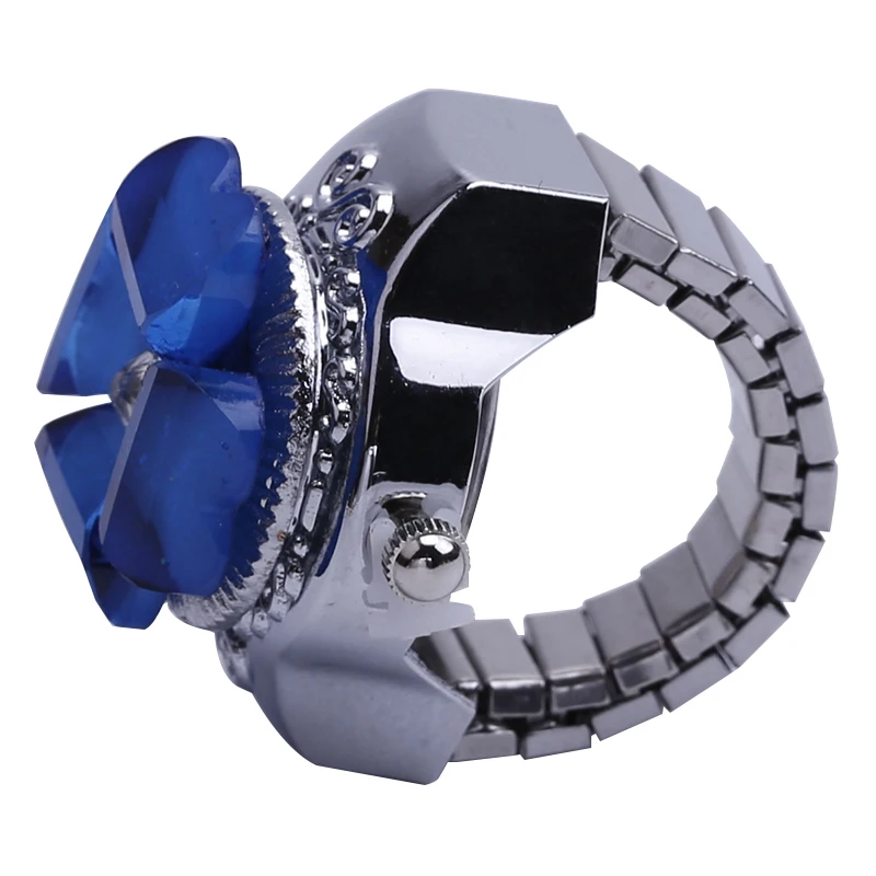 

2 PCS Free shipping 2016 Popular Creative Lady Girl Steel Round Elastic Quartz Finger Ring Watches