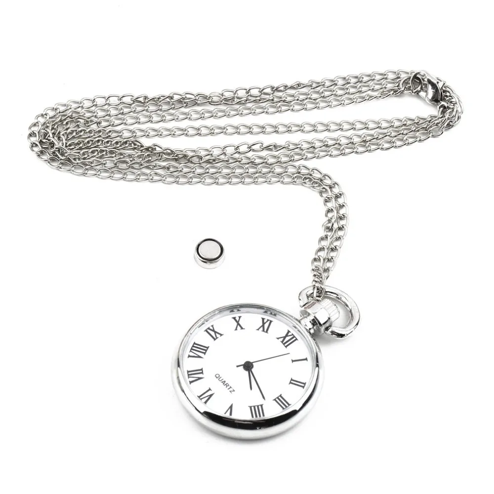

OUTAD New 1pcs Quartz Round Pocket Watch Dial Vintage Necklace Silver Chain Pendant Antique Style 2017 Personality Pretty Gift