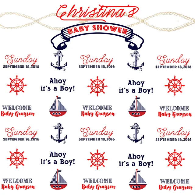 Custom Nautical Anchor Ship Baby Shower Background High Quality