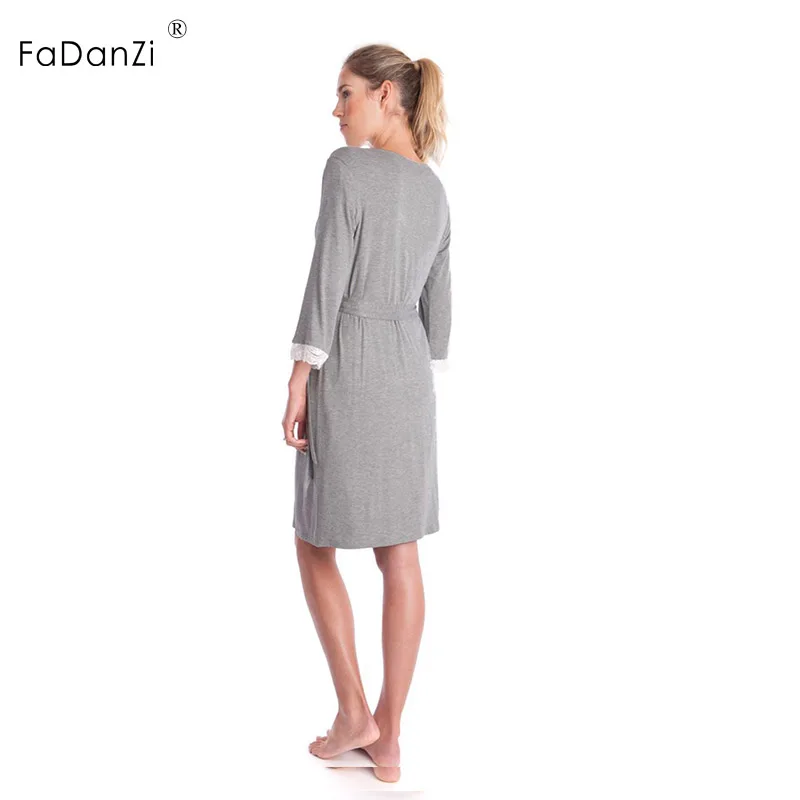 2018 maternity dress V-neck lace stitching maternity skirt elegant dress pregnant clothes robes pajamas pregnant women's clothes