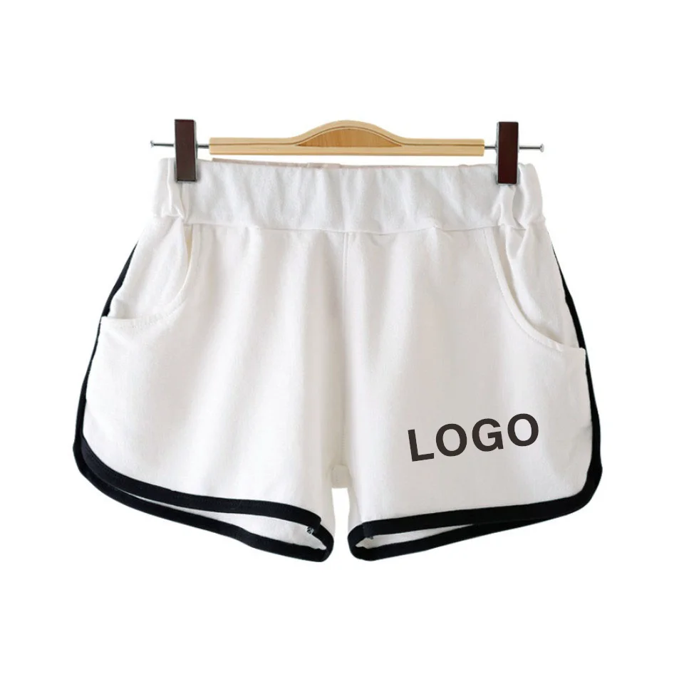 white Custom Logo Дропшиппинг DIY логотип Повседневные Шорты Для Женщин ваша фотография текстовый логотип изображение печать летние хлопковые шорты - Цвет: white Custom Logo