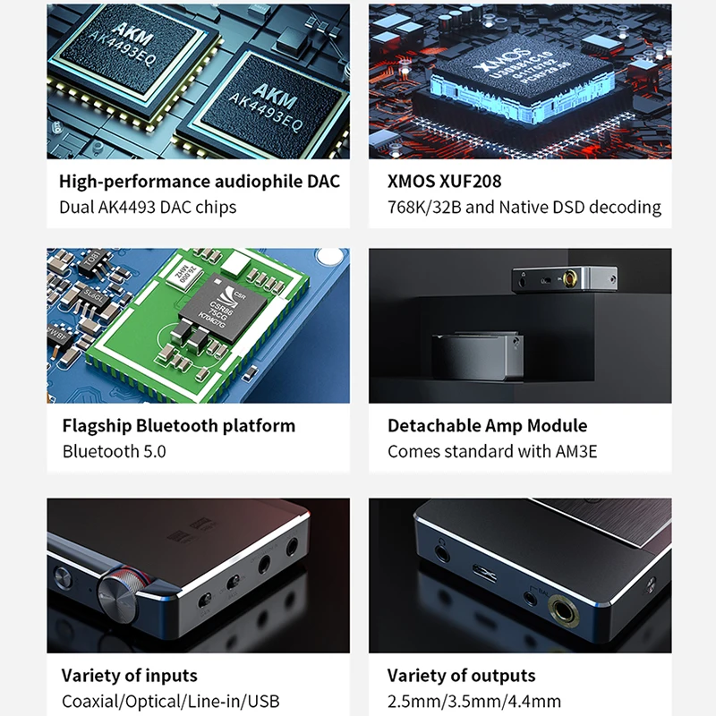  FiiO Q5s HIFI Audio Dual AK4493EQ Bluetooth 5.0 DAC Headphone Amplifier AMP PCM 768k/32bit DSD256 2
