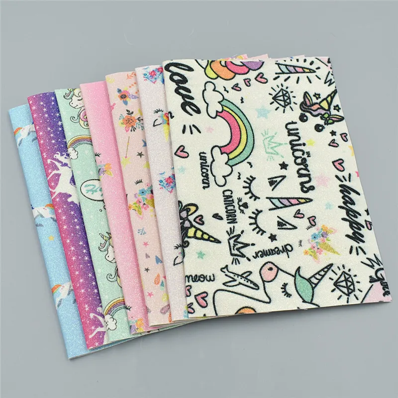 

A4 21x29cm Horse Unicorn Printed Fabric PU Leather Sewing Cloth Fabric For Handbags Garment Diy Accessories Materials