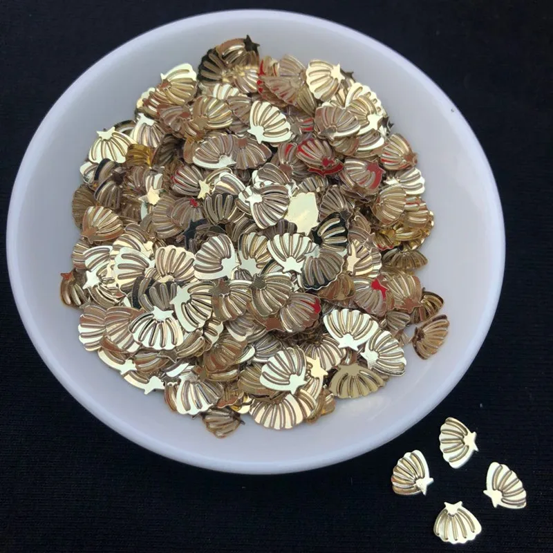 

1200pcs(20g) 6*8mm Light Gold Color Shell Shape Sequins Paillettes Sewing Material,Wedding Craft, Kids DIY Garment Accessories