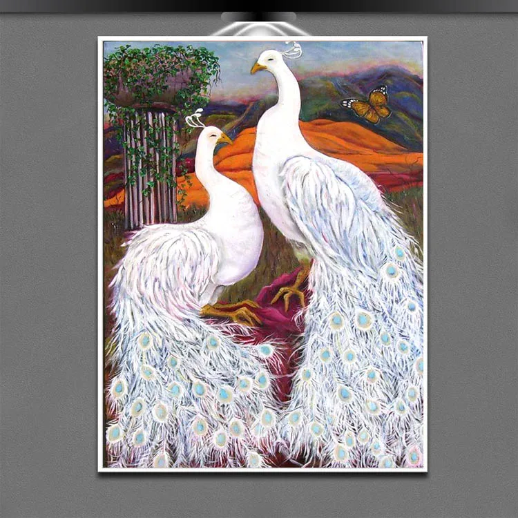 5d Diy Diamond Painting white peacock 3d Cross Stitch Diamond Embroidery Flores Embroidery Diamonds Wall Stickers Home Decor