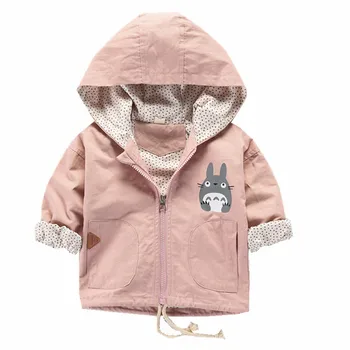

2019 New Spring Autumn Girls Windbreaker Coat Baby Kids Totoro Hooded Outwear Cartoon Baby Kids Coats Jacket children Clothing
