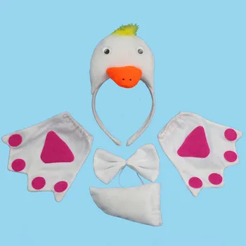 

Girls Boy 3D Yellow Duck Headwear Cosplay Headband Tie Tail Claws Gloves for Kids Fancy Dress Cosplay Halloween Party Favor
