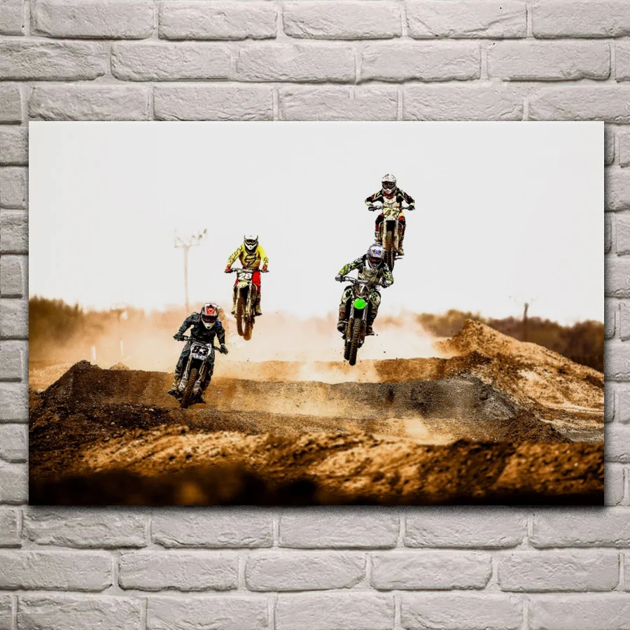 

motocross moto rally motorcycle racing sports living room decor home wall art decor wood frame fabric posters KG113