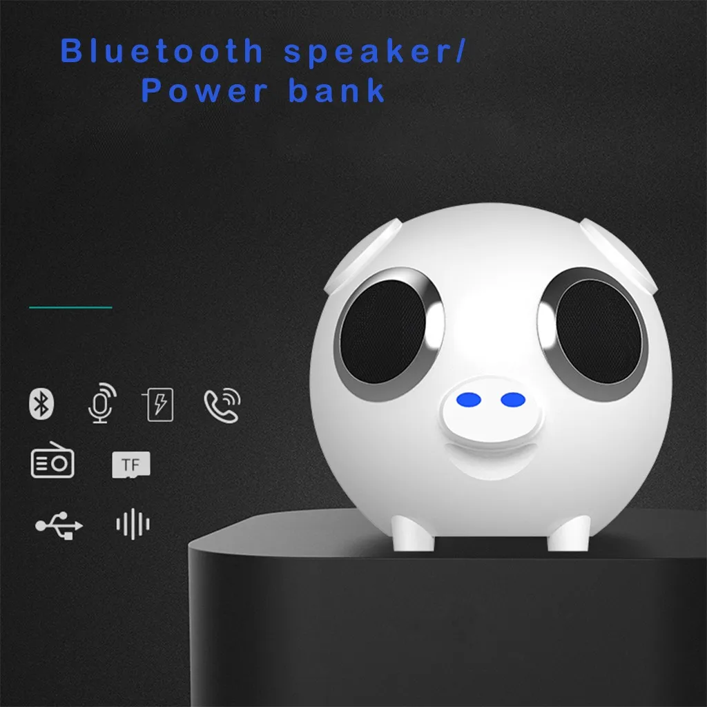 

2019 M20 Cute Pig Shape Double Speaker Bluetooth Speaker Power Bank Support Radio 2019 Newest Hot Sale New Fashion Drop Shipping