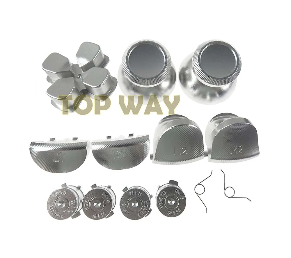 silver full set JDS001 JDM011 металлические пуговицы в виде пуль-грибок L1 R1 L2 R2 Dpad Алюминий кнопки для PS4 v1 контроллер - Цвет: silver full set