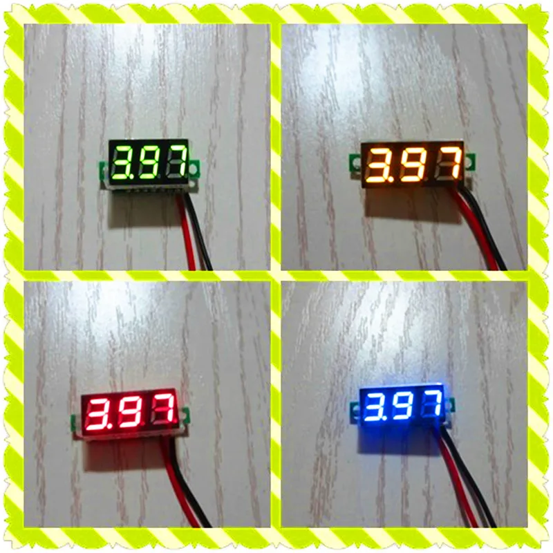 

0.28 Inch Ultra-small Digital DC Voltmeter Head Digital Display Adjustable Three-wire DC0-100V Battery Voltmeter