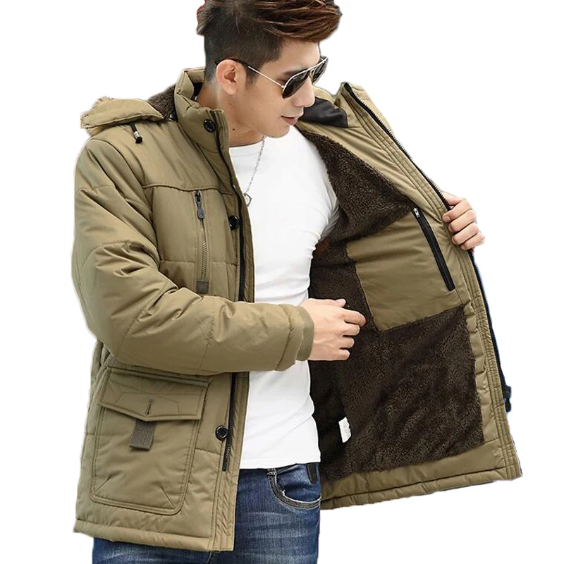 Parka Men New Fashion Outerwear Thick Vevlet Warm Inside Winter Jacket ...