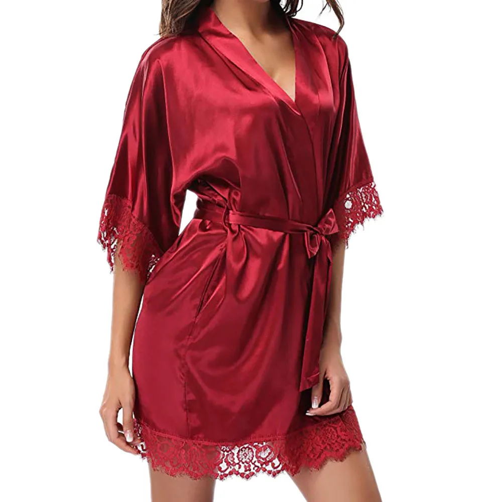 Женская Дамская одежда для сна, атласное ночное белье, пижамы, сексуальные кружевные ночные рубашки, ночные рубашки, ночное платье# w30