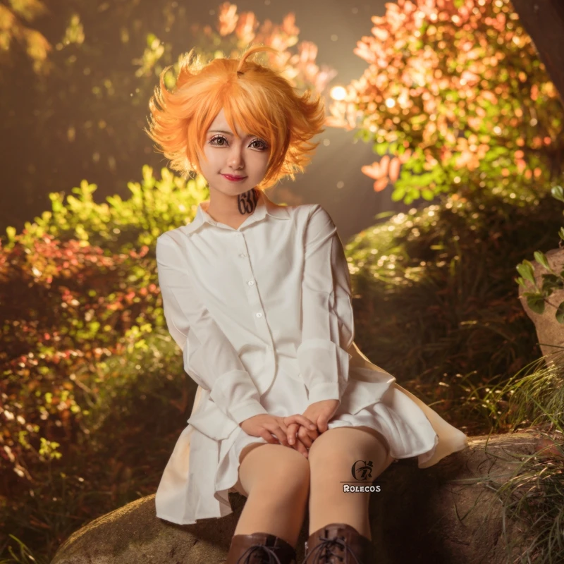 Белый плиссированный костюм ROLECOS Yakusoku no Neverland Эммы для косплея Женский косплея| |