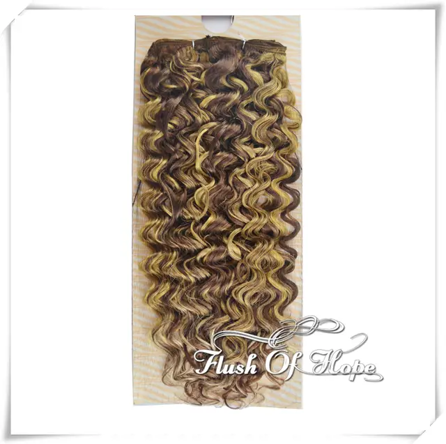 2 Pieces Lot 22 Noble Gold Premium Curly Synthetic Hair Weave