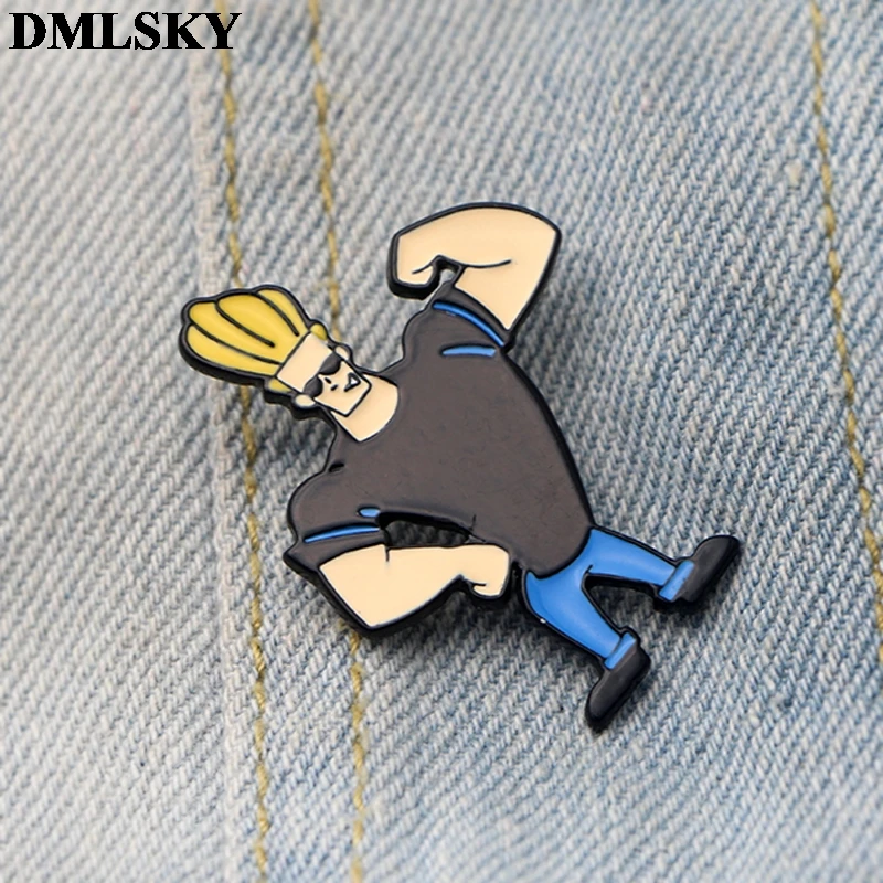 DMLSKY Jonny Bravo, брошь для одежды, металлическая эмалированная булавка для женщин и мужчин, модные броши для рубашки, воротника, значок M3583