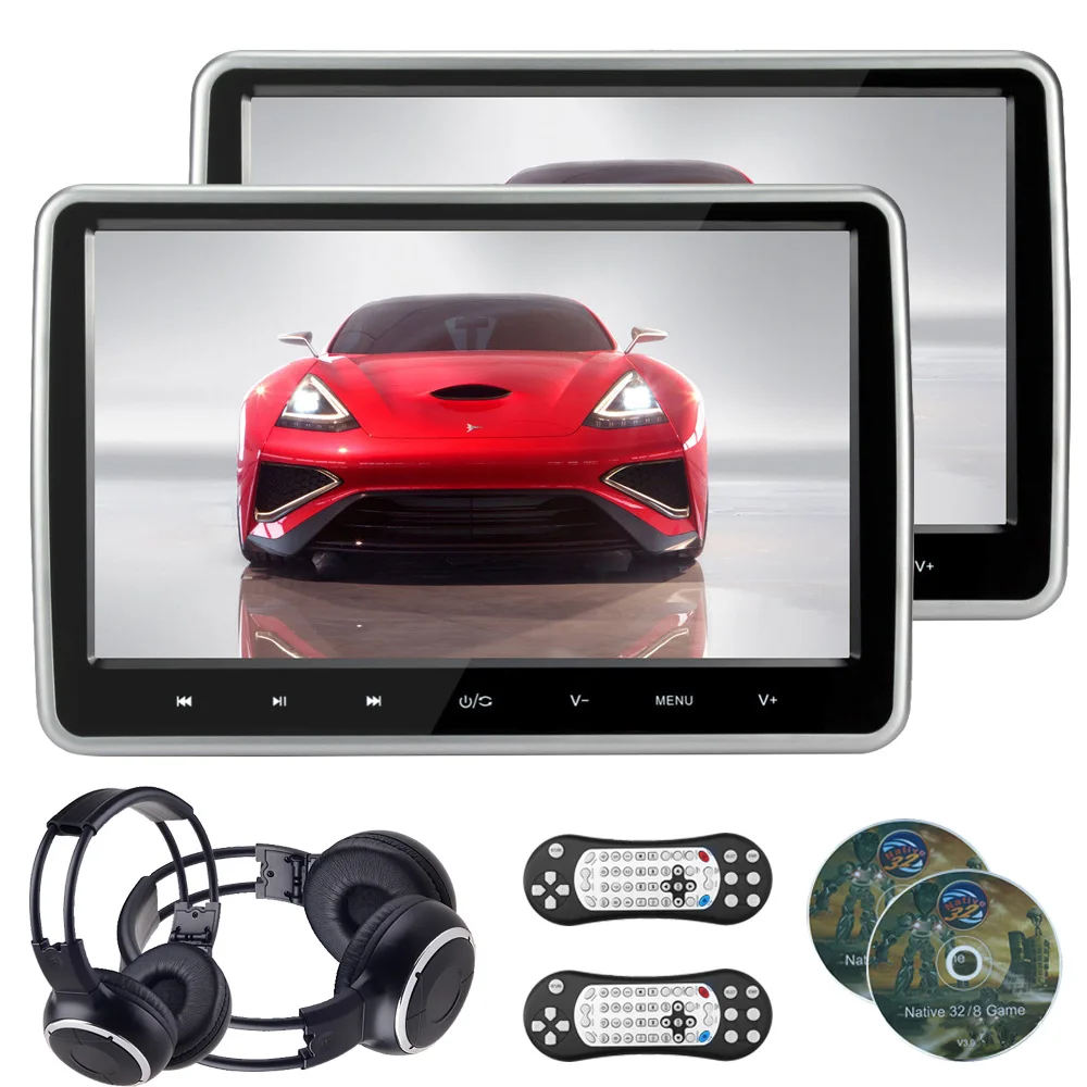 2pcs 10 1 inch HD touch Screen auto Car Headrest monitor DVD player IR headphone USB