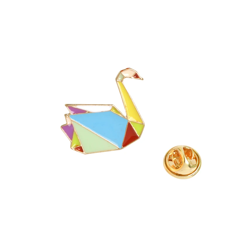 Us 075 25 Offorigami Paper Folding Animal Enamel Lapel Pin Tangram Elephant Rabbit Bunny Bear Squirrel Whale Fish Penguin Fox Design In Brooches