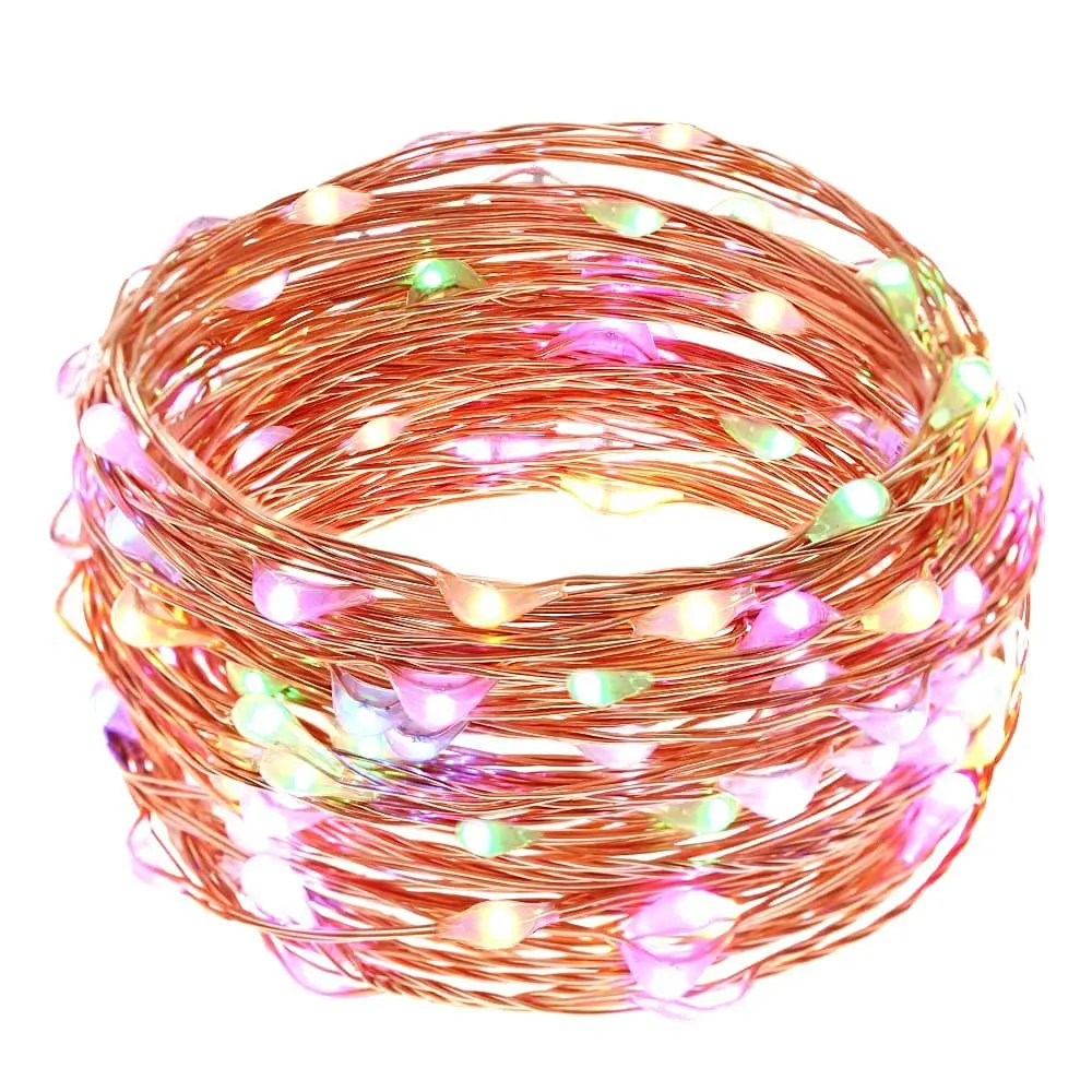 2pcs String Lights, Micro 100 LEDs Super Bright Led Rope Lights Battery