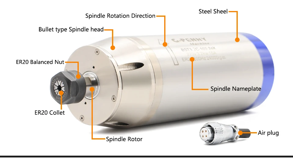 Металлический шпиндель с ЧПУ 0,01 КВТ мотор шпинделя с водяным охлаждением 4 шт. подшипники 220 мм Точность 380 в/в водяное охлаждение кВт Высокая точность